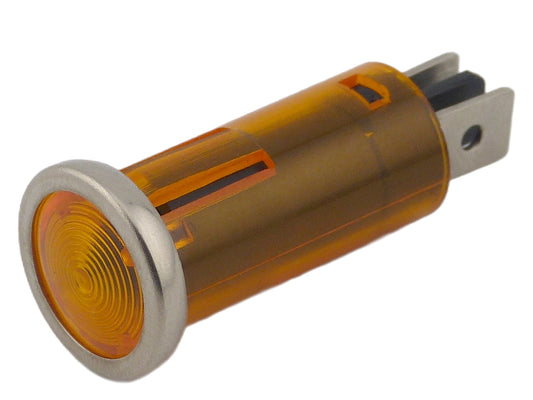 Classic Car Amber Panel Warning Light / Lamp with Chrome Rim, AAU3857