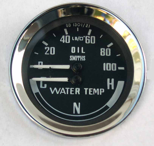 Smiths Oil Pressure & Water Temperature Gauge, for MGB Sprite Midget BHA4900