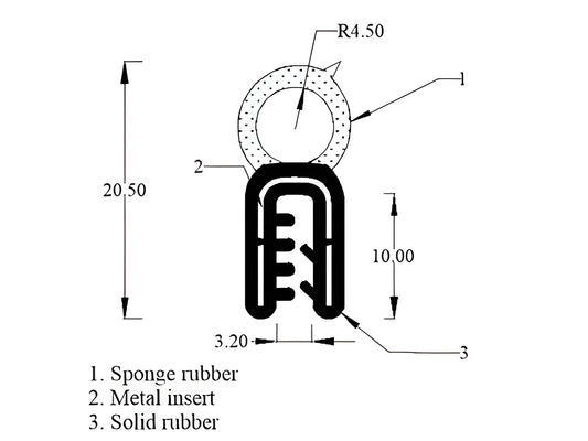 UK Made Nitrile Rubber Boot Trunk Seal For AH Sprite & MG Midget CHA797