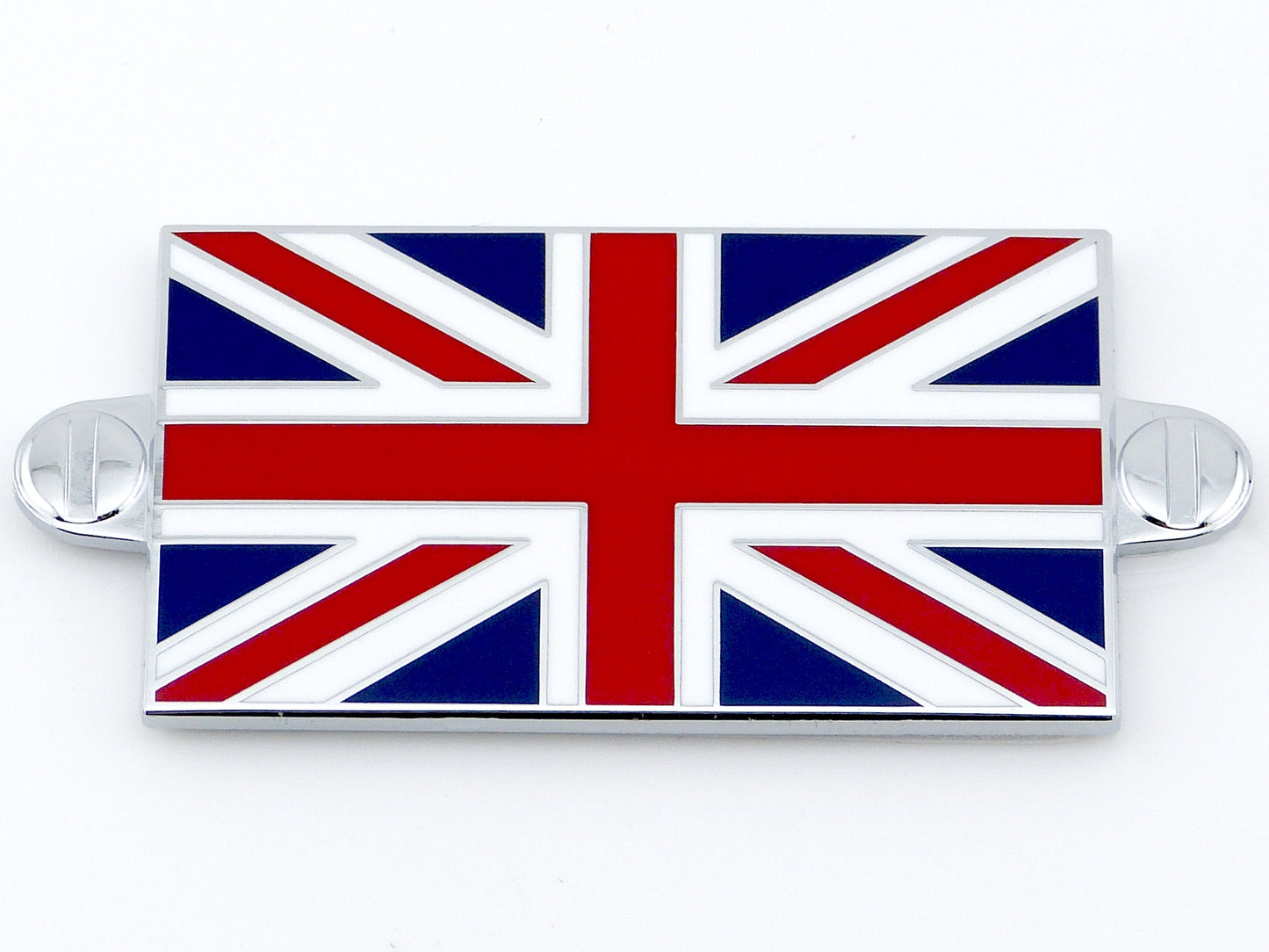 Classic Car GB Union Jack Enamel, Chrome Flag Self Adhesive Badge + Mock Screws
