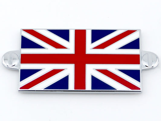Classic Car GB Union Jack Enamel, Chrome Flag Self Adhesive Badge + Mock Screws