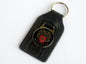 Austin Chrome & Black Red Enamel Genuine Leather Key Ring / Key Fob