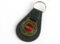 Cooper Wreath Green Red Chrome, Leather & Enamel Key Fob / Key Ring, Mini