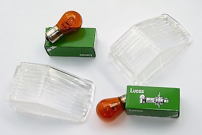 Lucas L677 Clear Indicator Lens Set with Amber bulbs 516307, for MGB, Spitfire