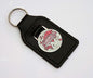 Triumph Leather & Enamel / Chrome Globe / World Emblem Key Fob, TR2, TR3 TR4 etc