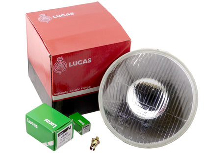 Lucas 26570083 LUB383 Classic Car Headlamp 7" RHD, Pilot + Bulbs, Morris MG Mini