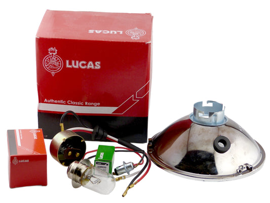 Lucas 54524526 Classic Car Motorcycle 5 ¾" BPF Headlamp With Pilot Light & Bulbs